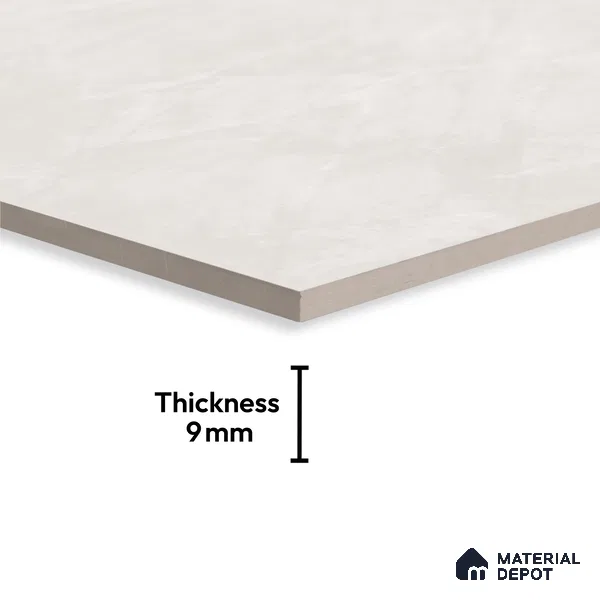 Large Format Marble Floor & Wall Tile TL 10206 Rover Bianco Glossy Finish Vitrified Tile - 9 mm | Suitable for Kitchen, Bathroom, Bedroom & Office | Adhesive and Spacers Must be Used During Installation