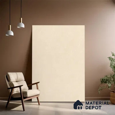 Large Format Marble Floor & Wall Tile TL 10254 Macroni Crema Carving Matte Finish Vitrified Tile - 9 mm | Suitable for Kitchen, Bathroom, Bedroom & Office | Adhesive and Spacers Must be Used During Installation