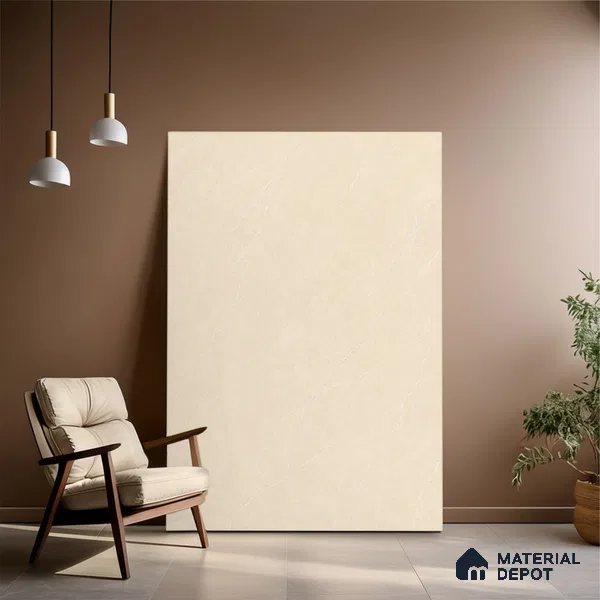 Large Format Marble Floor & Wall Tile TL 10254 Macroni Crema Carving Matte Finish Vitrified Tile - 9 mm | Suitable for Kitchen, Bathroom, Bedroom & Office | Adhesive and Spacers Must be Used During Installation