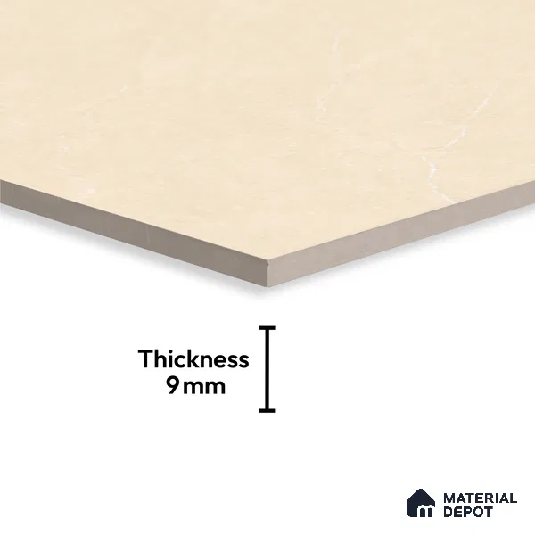 Large Format Marble Floor & Wall Tile TL 10254 Macroni Crema Carving Matte Finish Vitrified Tile - 9 mm | Suitable for Kitchen, Bathroom, Bedroom & Office | Adhesive and Spacers Must be Used During Installation