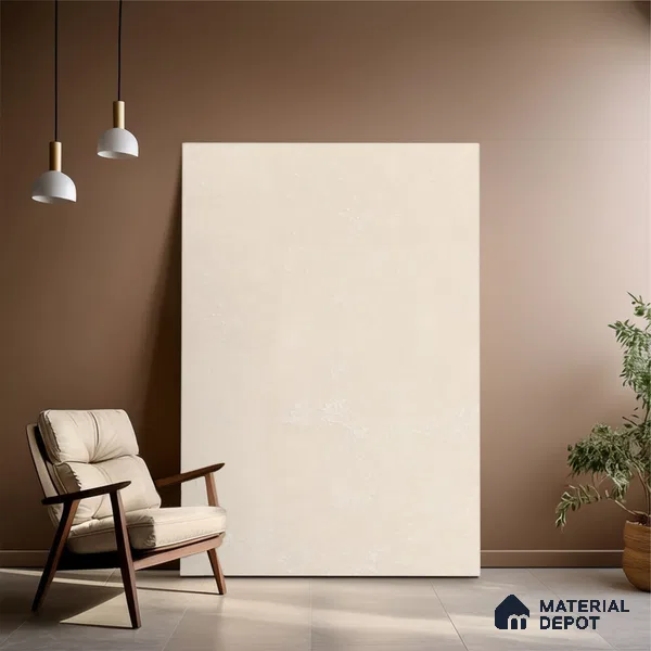 Large Format Marble Floor & Wall Tile TL 10253 Silica Biscuit Carving Matte Finish Vitrified Tile - 9 mm | Suitable for Kitchen, Bathroom, Bedroom & Office | Adhesive and Spacers Must be Used During Installation