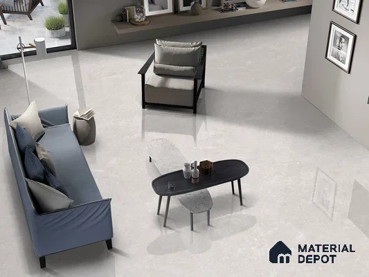 Marble Floor & Wall Tile TL 09640 Derby Gris 6 ft x 4 ft Infinia Finish Vitrified Large Format Tile - 9 mm | 3 Random Design | Suitable For Living Room, Bedroom, Dining Area | Adhesive and Spacers Must be Used During Installation