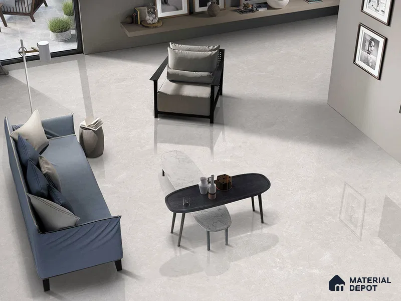 Marble Floor & Wall Tile TL 09640 Derby Gris 6 ft x 4 ft Infinia Finish Vitrified Large Format Tile - 9 mm | 3 Random Design | Suitable For Living Room, Bedroom, Dining Area | Adhesive and Spacers Must be Used During Installation