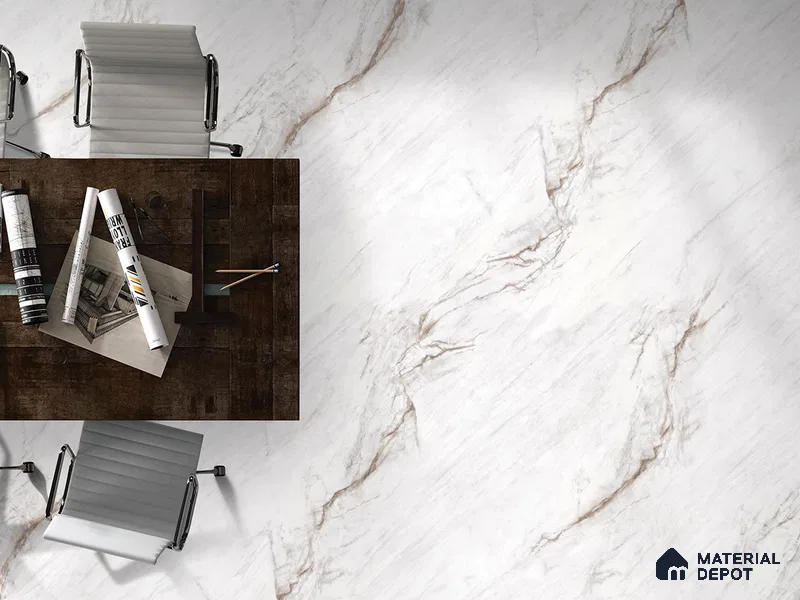 Marble Floor & Wall Tile TL 09628 Neblina Bianco Tech 6 ft x 4 ft Infinia Nutech Finish Vitrified Large Format Tile - 9 mm | 3 Random Design | Suitable For Living Room, Bedroom, Dining Area | Adhesive and Spacers Must be Used During Installation