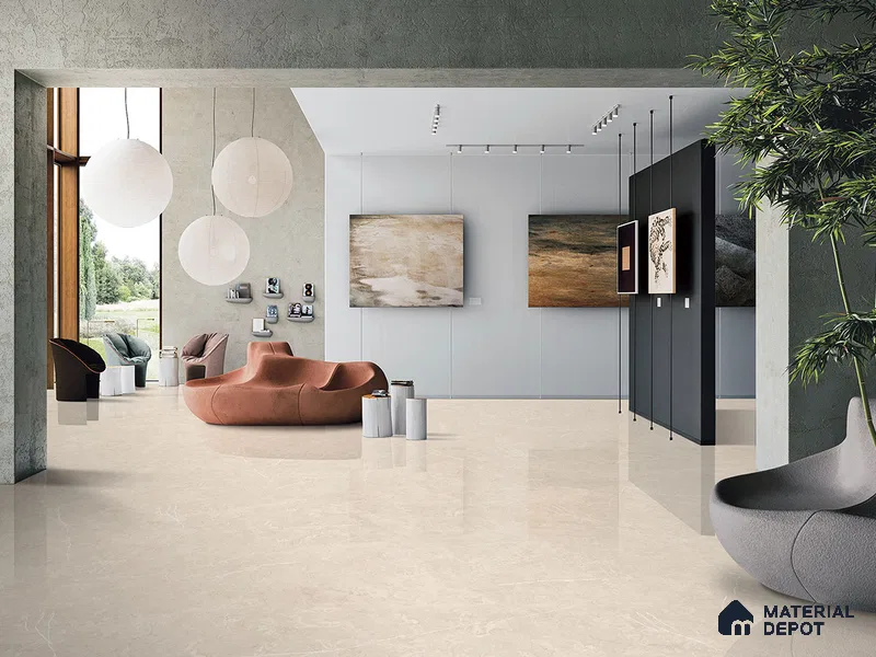 Marble Floor & Wall Tile TL 09639 Forza Caramel 6 ft x 4 ft Infinia Finish Vitrified Large Format Tile - 9 mm | 3 Random Design | Suitable For Living Room, Bedroom, Dining Area | Adhesive and Spacers Must be Used During Installation