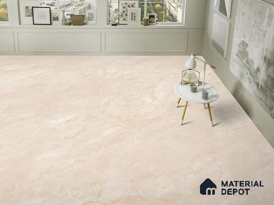 Marble Floor & Wall Tile TL 09629 Indo Beige Glit 6 ft x 4 ft Infinia Nutech Finish Vitrified Large Format Tile - 9 mm | 3 Random Design | Suitable For Living Room, Bedroom, Dining Area | Adhesive and Spacers Must be Used During Installation