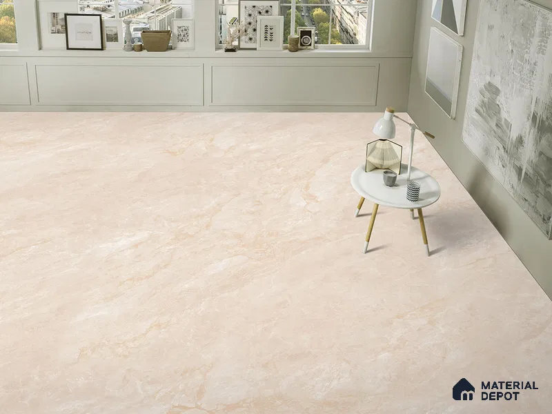 Marble Floor & Wall Tile TL 09629 Indo Beige Glit 6 ft x 4 ft Infinia Nutech Finish Vitrified Large Format Tile - 9 mm | 3 Random Design | Suitable For Living Room, Bedroom, Dining Area | Adhesive and Spacers Must be Used During Installation