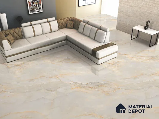 Marble Floor & Wall Tile TL 09633 Selva Onyx Crema 6 ft x 4 ft Infinia Finish Vitrified Large Format Tile - 9 mm | 3 Random Design | Suitable For Living Room, Bedroom, Dining Area | Adhesive and Spacers Must be Used During Installation
