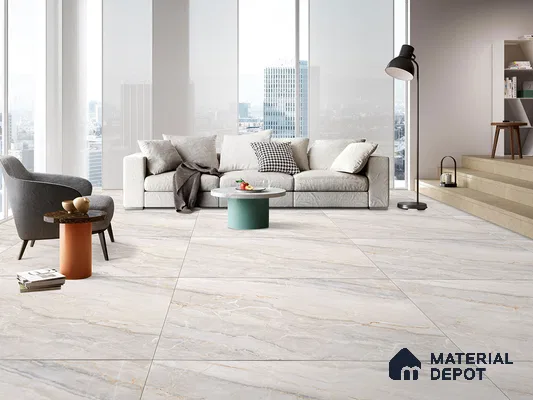 Marble Floor & Wall Tile TL 09630 Ariz Crema Glit 6 ft x 4 ft Nutech Finish Vitrified Large Format Tile - 9 mm | 3 Random Design | Suitable For Living Room, Bedroom, Dining Area | Adhesive and Spacers Must be Used During Installation