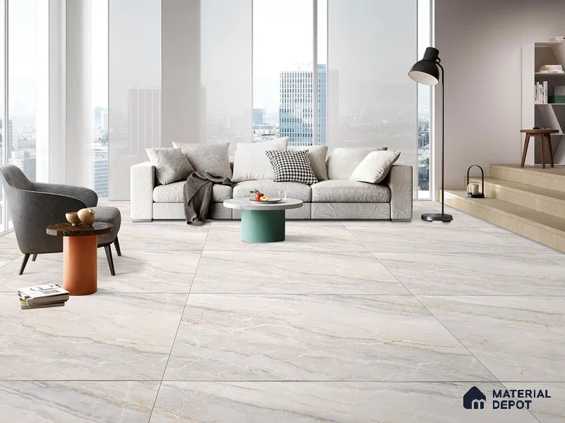 Marble Floor & Wall Tile TL 09630 Ariz Crema Glit 6 ft x 4 ft Nutech Finish Vitrified Large Format Tile - 9 mm | 3 Random Design | Suitable For Living Room, Bedroom, Dining Area | Adhesive and Spacers Must be Used During Installation
