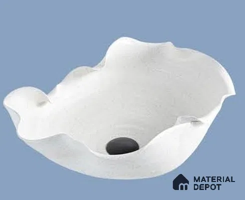 Avyra Sink BS 00185 Ivory Ripple 600 x 350 x 230 mm Circular Ceramic Matte Finish Designer Basin - 230 mm | Suitable For Bathroom, Vanity & Utility Areas