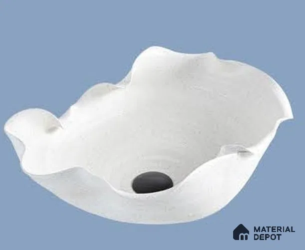 Avyra Sink BS 00185 Ivory Ripple 600 x 350 x 230 mm Circular Ceramic Matte Finish Designer Basin - 230 mm | Suitable For Bathroom, Vanity & Utility Areas