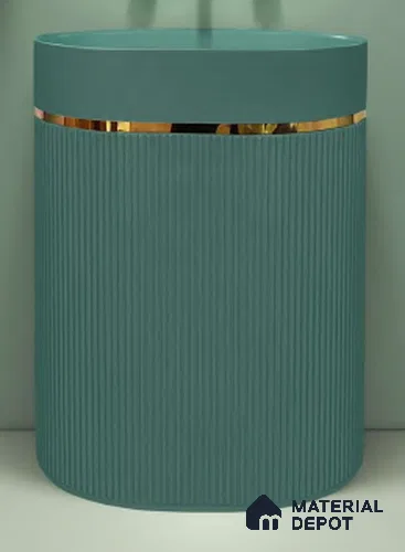 Avyra Sink BS 00037 Teal Fluted 600 x 380 x 860 mm Circular Artificial Stone Matte Finish Pedestal Basin - 860 mm | Suitable For Bathroom, Vanity & Utility Areas