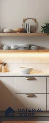 Light Beige Solid Colors look LM 23997 8 ft x 4 ft Glossy Finish Decorative Laminate - 1 mm | Suitable for TV Unit, Wardrobe, Kitchen Cabinets