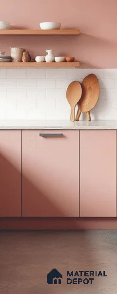 Dusty Pink Solid Colors look LM 24000 8 ft x 4 ft Glossy Finish Decorative Laminate - 1 mm | Suitable for TV Unit, Wardrobe, Kitchen Cabinets