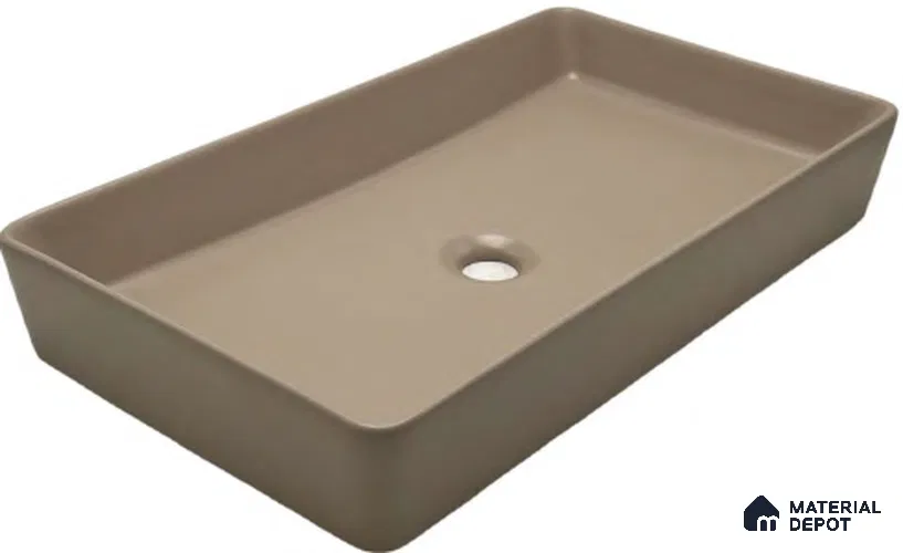 Avyra Sink BS 00080 Mocha Matte 610 x 340 x 110 mm Rectangular Ceramic Matte Finish Designer Basin - 110 mm | Suitable For Bathroom, Vanity & Utility Areas