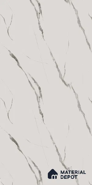 White Marble Look 692 STN White Carrara 8 ft x 4 ft Stonem Finish Decorative Laminate - 1 mm | Suitable for TV Unit, Wardrobe, Kitchen Cabinets