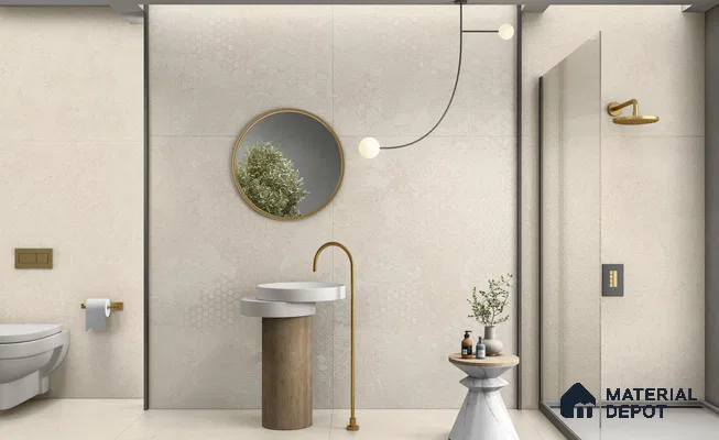 Marble Wall & Floor Tile TL 13436 Cenati Beige Floral 6 ft x 4 ft Matte Finish Vitrified Tile - 9 mm | 3 Random Design | Suitable For Living Room, Bedroom, Dining Area