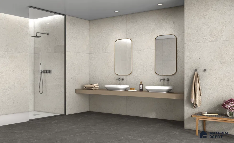 Marble Wall & Floor Tile TL 13437 Elton Crema Axis 6 ft x 4 ft Matte Finish Vitrified Tile - 9 mm | 5 Random Design | Suitable For Living Room, Bedroom, Dining Area