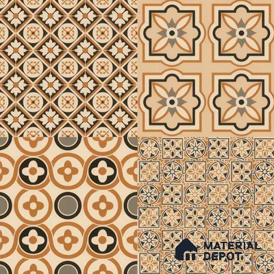 Moroccan Wall & Floor Tile TL 00233 Brown 1 ft x 1 ft Matte Finish Ceramic Tile - 9 mm | Suitable For Kitchen, Bathroom, Dining Area | Please Expect a Slight Variation of Pattern