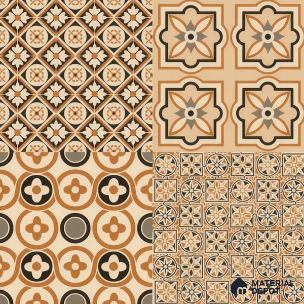Moroccan Wall & Floor Tile TL 00233 Brown 1 ft x 1 ft Matte Finish Ceramic Tile - 9 mm | Suitable For Kitchen, Bathroom, Dining Area | Please Expect a Slight Variation of Pattern