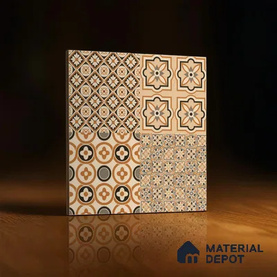Moroccan Wall & Floor Tile TL 00233 Brown 1 ft x 1 ft Matte Finish Ceramic Tile - 9 mm | Suitable For Kitchen, Bathroom, Dining Area | Please Expect a Slight Variation of Pattern