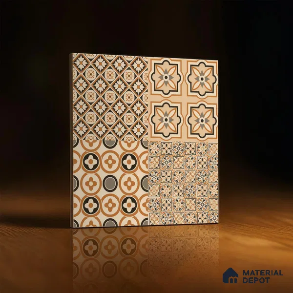 Moroccan Wall & Floor Tile TL 00233 Brown 1 ft x 1 ft Matte Finish Ceramic Tile - 9 mm | Suitable For Kitchen, Bathroom, Dining Area | Please Expect a Slight Variation of Pattern