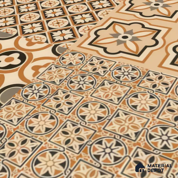 Moroccan Wall & Floor Tile TL 00233 Brown 1 ft x 1 ft Matte Finish Ceramic Tile - 9 mm | Suitable For Kitchen, Bathroom, Dining Area | Please Expect a Slight Variation of Pattern
