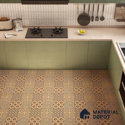 Moroccan Wall & Floor Tile TL 00233 Brown 1 ft x 1 ft Matte Finish Ceramic Tile - 9 mm | Suitable For Kitchen, Bathroom, Dining Area | Please Expect a Slight Variation of Pattern