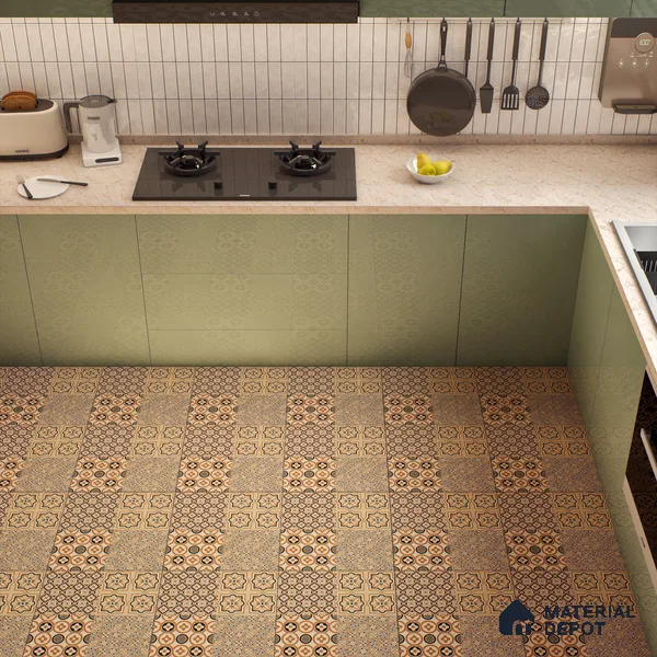 Moroccan Wall & Floor Tile TL 00233 Brown 1 ft x 1 ft Matte Finish Ceramic Tile - 9 mm | Suitable For Kitchen, Bathroom, Dining Area | Please Expect a Slight Variation of Pattern