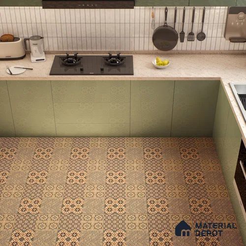 Moroccan Wall & Floor Tile TL 00233 Brown 1 ft x 1 ft Matte Finish Ceramic Tile - 9 mm | Suitable For Kitchen, Bathroom, Dining Area | Please Expect a Slight Variation of Pattern