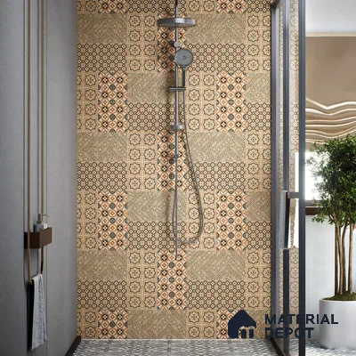 Moroccan Wall & Floor Tile TL 00233 Brown 1 ft x 1 ft Matte Finish Ceramic Tile - 9 mm | Suitable For Kitchen, Bathroom, Dining Area | Please Expect a Slight Variation of Pattern