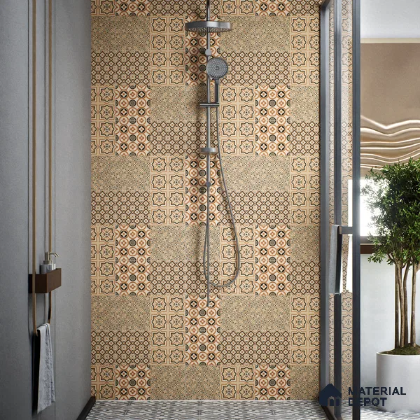 Moroccan Wall & Floor Tile TL 00233 Brown 1 ft x 1 ft Matte Finish Ceramic Tile - 9 mm | Suitable For Kitchen, Bathroom, Dining Area | Please Expect a Slight Variation of Pattern