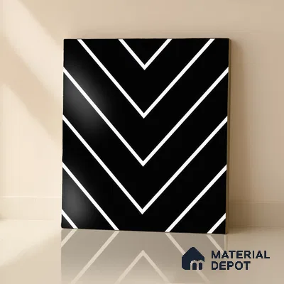 Moroccan Wall & Floor Tile TL 00234 Black & White 1 ft x 1 ft Matte Finish Ceramic Tile - 9 mm | Suitable For Kitchen, Bathroom, Dining Area | Please Expect a Slight Variation of Pattern
