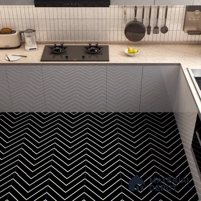 Moroccan Wall & Floor Tile TL 00234 Black & White 1 ft x 1 ft Matte Finish Ceramic Tile - 9 mm | Suitable For Kitchen, Bathroom, Dining Area | Please Expect a Slight Variation of Pattern