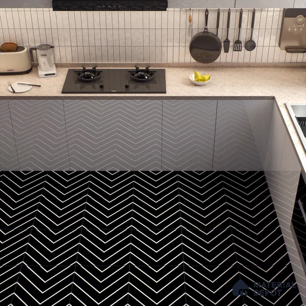 Moroccan Wall & Floor Tile TL 00234 Black & White 1 ft x 1 ft Matte Finish Ceramic Tile - 9 mm | Suitable For Kitchen, Bathroom, Dining Area | Please Expect a Slight Variation of Pattern