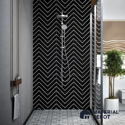 Moroccan Wall & Floor Tile TL 00234 Black & White 1 ft x 1 ft Matte Finish Ceramic Tile - 9 mm | Suitable For Kitchen, Bathroom, Dining Area | Please Expect a Slight Variation of Pattern