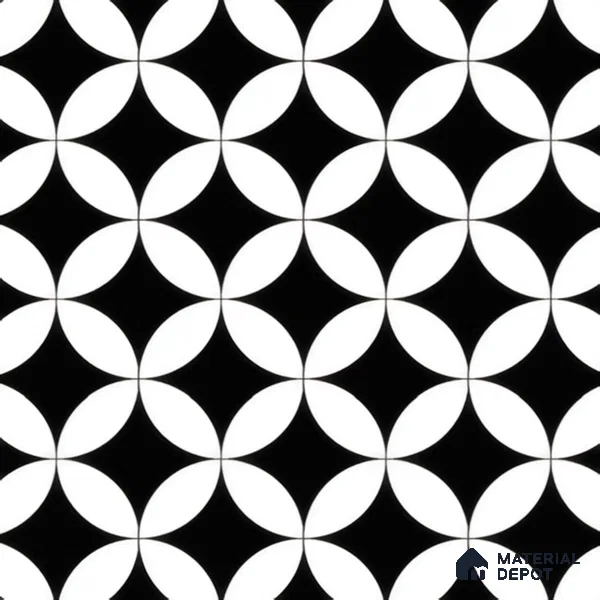 Moroccan Wall & Floor Tile TL 00235 Monochrome Star 1 ft x 1 ft Matte Finish Ceramic Tile - 9 mm | Suitable For Kitchen, Bathroom, Dining Area | Please Expect a Slight Variation of Pattern