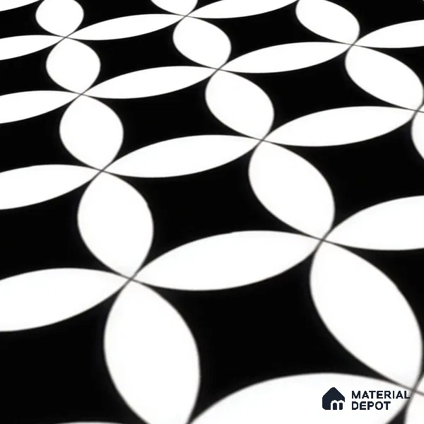 Moroccan Wall & Floor Tile TL 00235 Monochrome Star 1 ft x 1 ft Matte Finish Ceramic Tile - 9 mm | Suitable For Kitchen, Bathroom, Dining Area | Please Expect a Slight Variation of Pattern