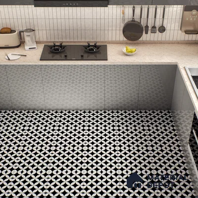 Moroccan Wall & Floor Tile TL 00235 Monochrome Star 1 ft x 1 ft Matte Finish Ceramic Tile - 9 mm | Suitable For Kitchen, Bathroom, Dining Area | Please Expect a Slight Variation of Pattern
