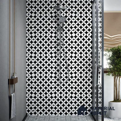 Moroccan Wall & Floor Tile TL 00235 Monochrome Star 1 ft x 1 ft Matte Finish Ceramic Tile - 9 mm | Suitable For Kitchen, Bathroom, Dining Area | Please Expect a Slight Variation of Pattern