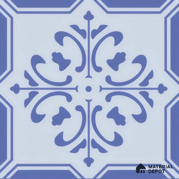 Moroccan Wall & Floor Tile TL 00236 Blue 1 ft x 1 ft Matte Finish Ceramic Tile - 9 mm | Suitable For Kitchen, Bathroom, Dining Area | Please Expect a Slight Variation of Pattern