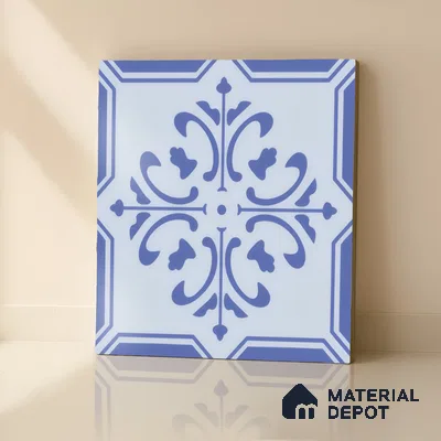 Moroccan Wall & Floor Tile TL 00236 Blue 1 ft x 1 ft Matte Finish Ceramic Tile - 9 mm | Suitable For Kitchen, Bathroom, Dining Area | Please Expect a Slight Variation of Pattern