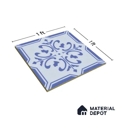 Moroccan Wall & Floor Tile TL 00236 Blue 1 ft x 1 ft Matte Finish Ceramic Tile - 9 mm | Suitable For Kitchen, Bathroom, Dining Area | Please Expect a Slight Variation of Pattern