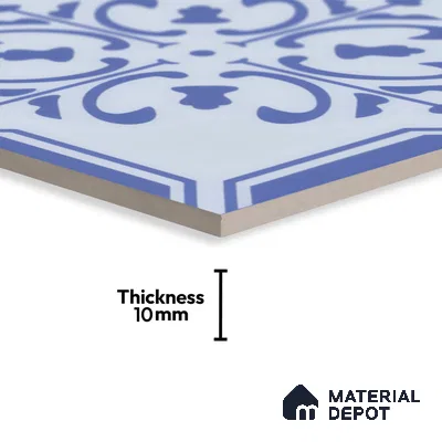 Moroccan Wall & Floor Tile TL 00236 Blue 1 ft x 1 ft Matte Finish Ceramic Tile - 9 mm | Suitable For Kitchen, Bathroom, Dining Area | Please Expect a Slight Variation of Pattern