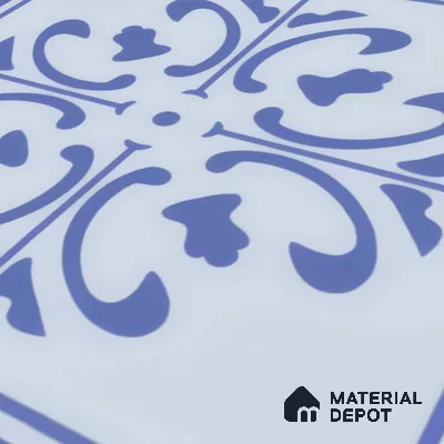 Moroccan Wall & Floor Tile TL 00236 Blue 1 ft x 1 ft Matte Finish Ceramic Tile - 9 mm | Suitable For Kitchen, Bathroom, Dining Area | Please Expect a Slight Variation of Pattern
