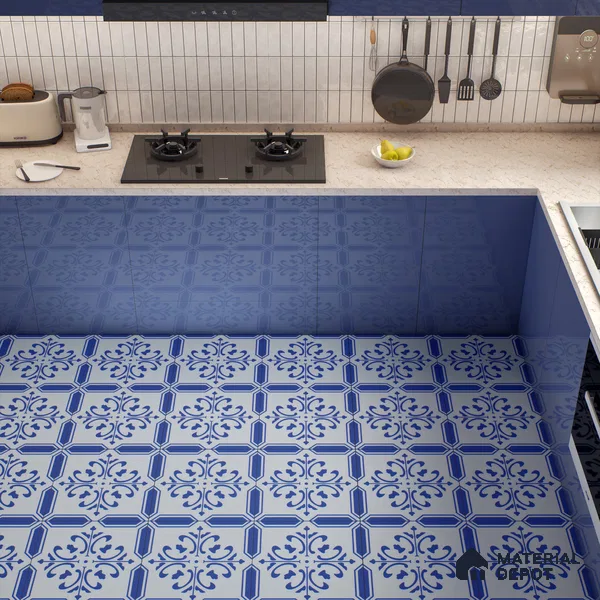 Moroccan Wall & Floor Tile TL 00236 Blue 1 ft x 1 ft Matte Finish Ceramic Tile - 9 mm | Suitable For Kitchen, Bathroom, Dining Area | Please Expect a Slight Variation of Pattern