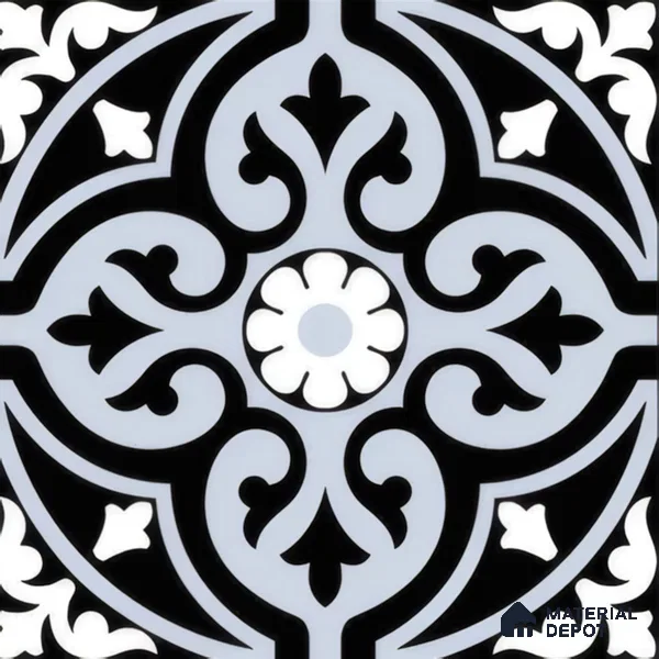 Moroccan Wall & Floor Tile TL 00237 Pale Blue 1 ft x 1 ft Matte Finish Ceramic Tile - 9 mm | Suitable For Kitchen, Bathroom, Dining Area | Please Expect a Slight Variation of Pattern