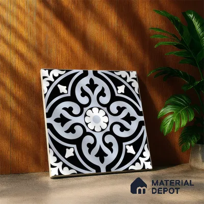 Moroccan Wall & Floor Tile TL 00237 Pale Blue 1 ft x 1 ft Matte Finish Ceramic Tile - 9 mm | Suitable For Kitchen, Bathroom, Dining Area | Please Expect a Slight Variation of Pattern