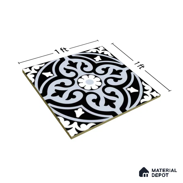 Moroccan Wall & Floor Tile TL 00237 Pale Blue 1 ft x 1 ft Matte Finish Ceramic Tile - 9 mm | Suitable For Kitchen, Bathroom, Dining Area | Please Expect a Slight Variation of Pattern